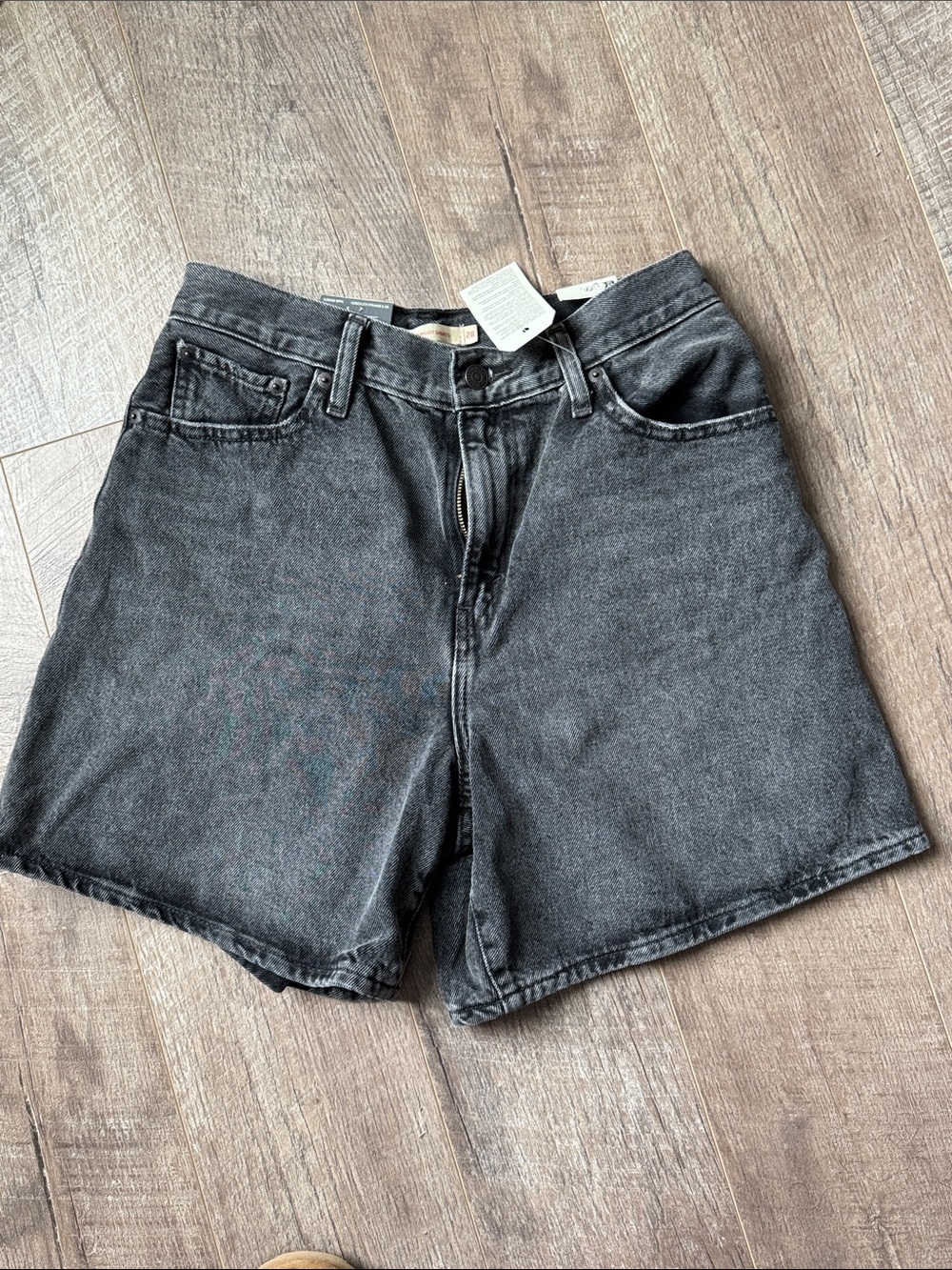 High-Rise Levi Black Denim Shorts